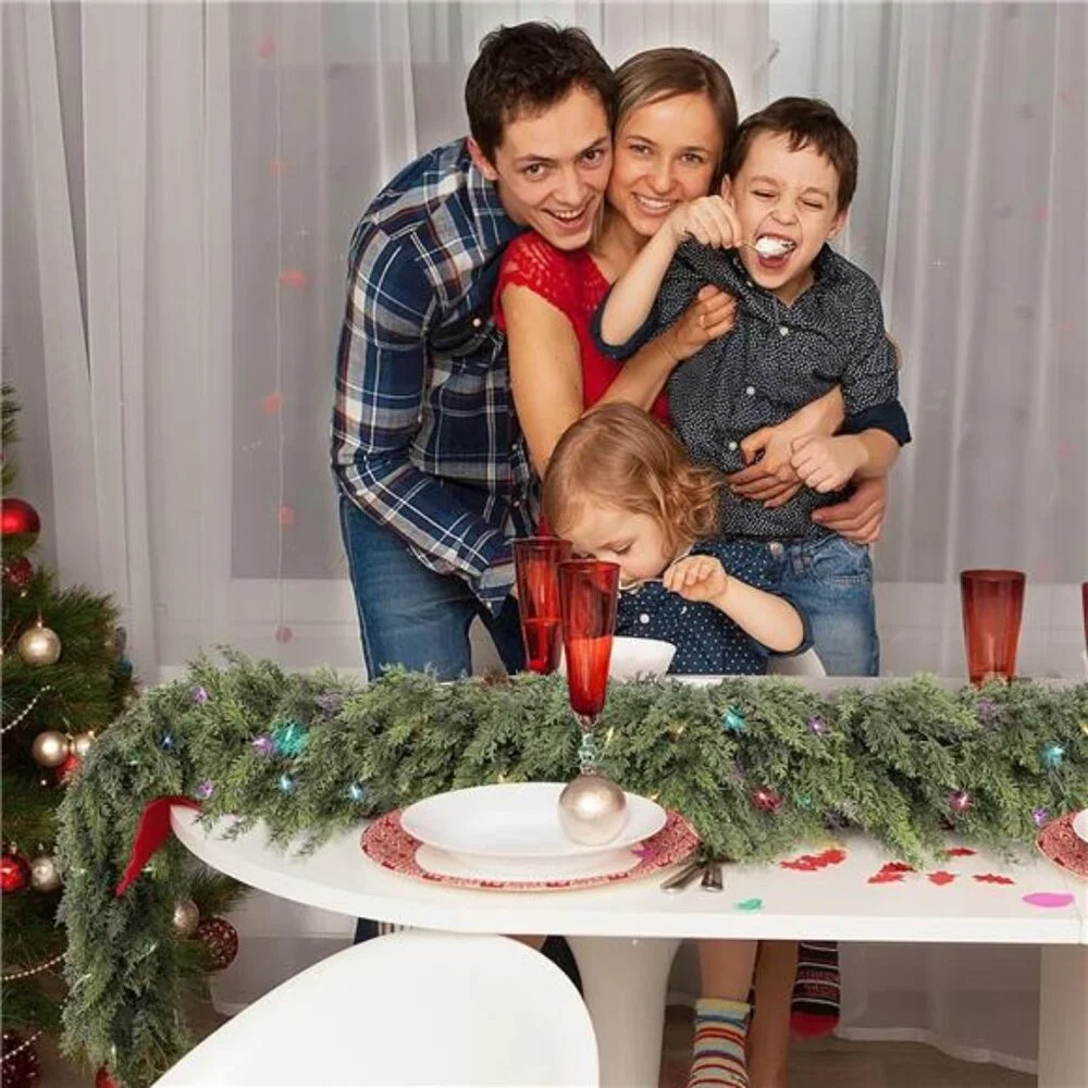 Christmas Garland with Lights for Mantle - Decorations 9ft Realistic